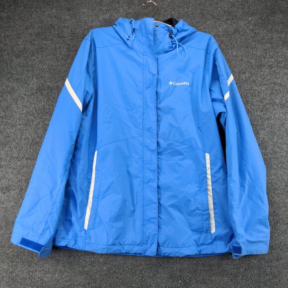 Columbia Interchange Hooded Jacket Coat Size L Blue Outer Layer Only - Picture 2 of 14